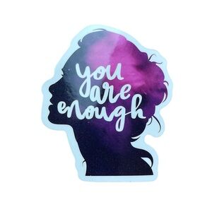 Purple and Black Silhouette You Are Enough Glossy Sticker Notebook Laptop Decor